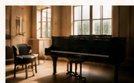 Elegant creative studio interior with piano